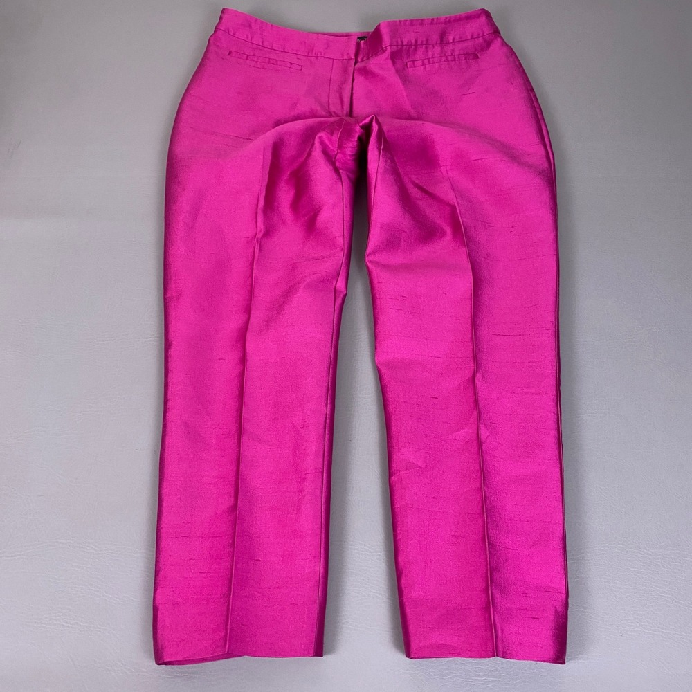 Talbots Signature Silk Wool Blend Dress Pants Womens Size 12 Magenta Pink
